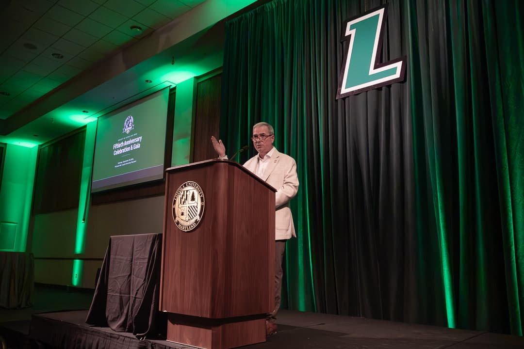 Loyola University Maryland President Terrence M. Sawyer, J.D., giving the opening remarks at McGuire Hall