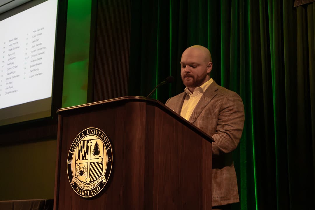 Chris McNamara '15 recognising the past Loyola Rugby presidents