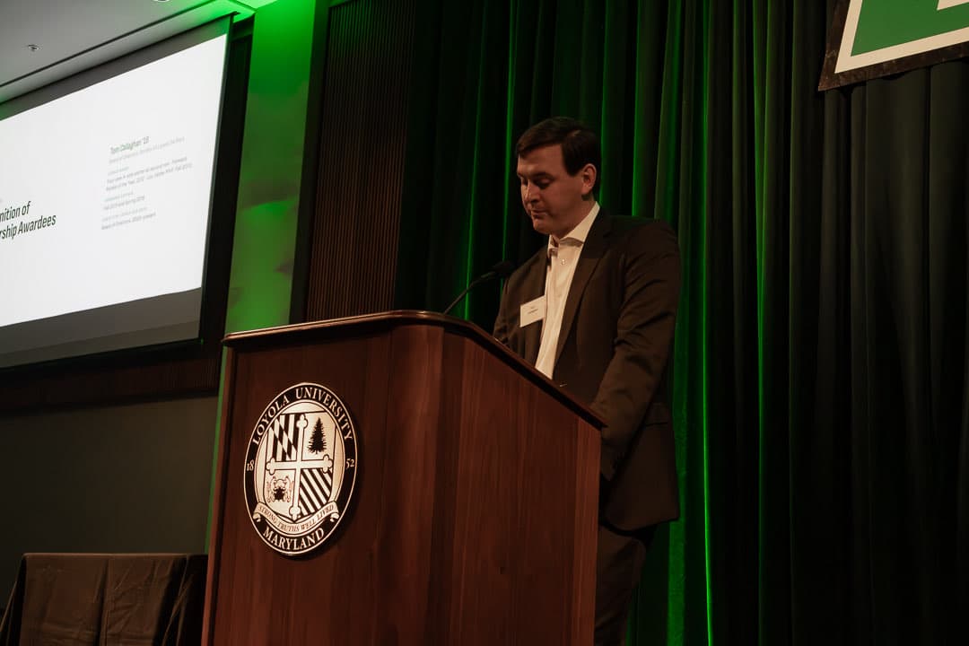 Tom Callaghan '16 recognising the scholarship awardees