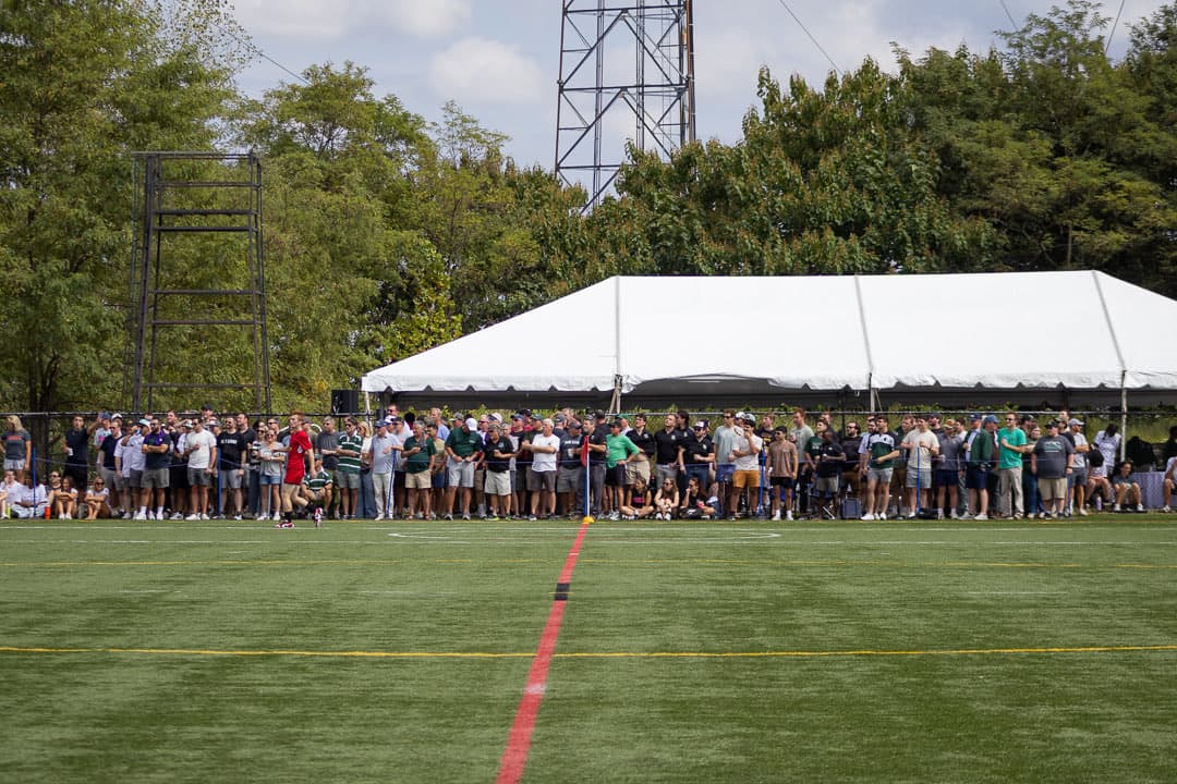 The touchline packed for the match